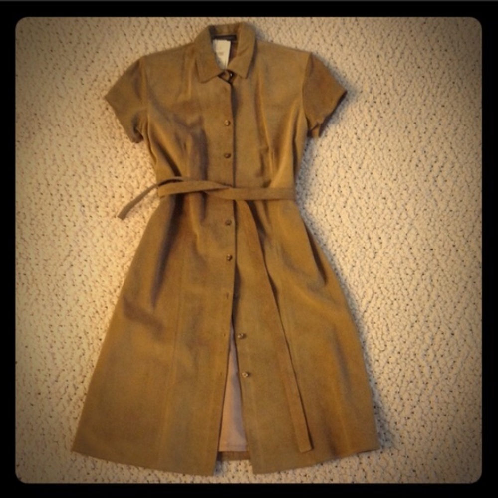 genuine leather/suede tan dress banana republic